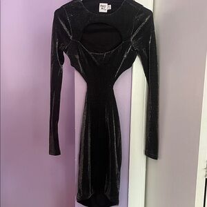 Princess Polly Black Velvet Long Sleeve Dress